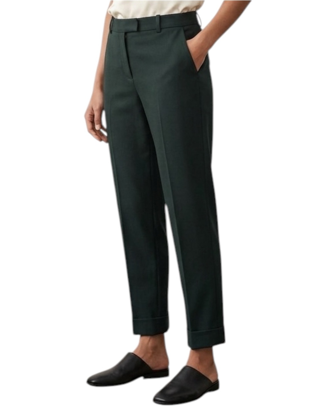 COS Wool Tailored dress Pants Size EU 34 Or US 4 Dark Green